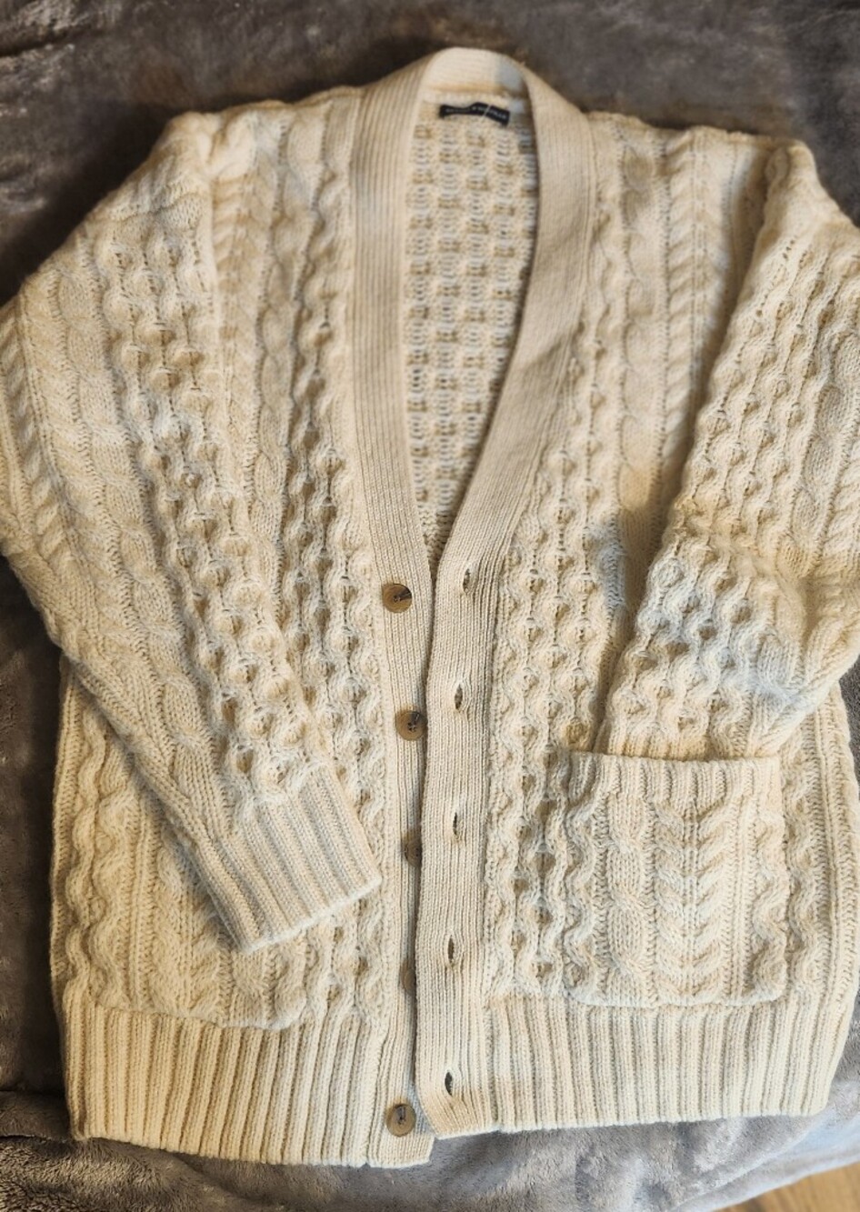 Brandy Melville Eva Cream Cable Knit Wool Cardigan MH382 One Size